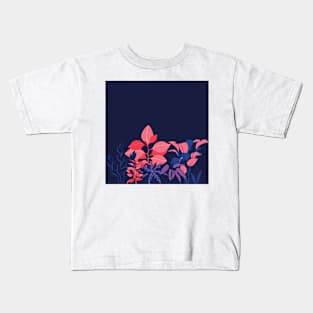 Blue Leaves Pattern Kids T-Shirt